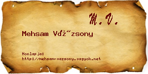 Mehsam Vázsony névjegykártya